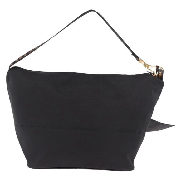 FENDI Shoulder Bag Canvas Black Gold Auth 190300