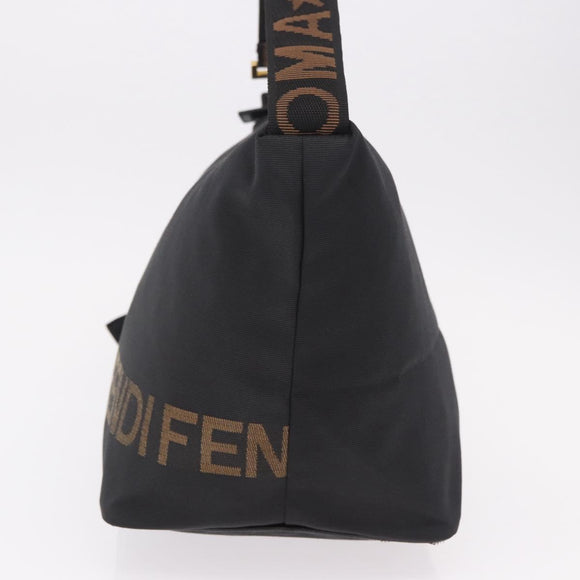 FENDI Shoulder Bag Canvas Black Gold Auth 190300