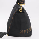 FENDI Shoulder Bag Canvas Black Gold Auth 190300-4