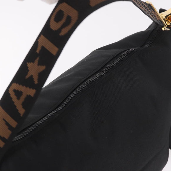 FENDI Shoulder Bag Canvas Black Gold Auth 190300