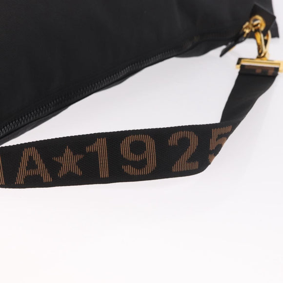 FENDI Shoulder Bag Canvas Black Gold Auth 190300