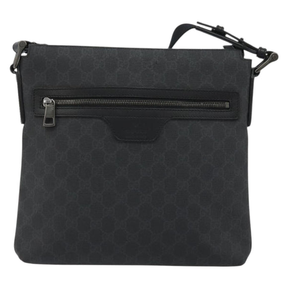 GUCCI GG Supreme Shoulder Bag PVC Black Silver 322279 Auth 190302