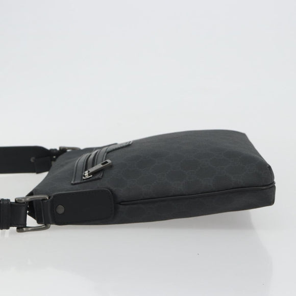 GUCCI GG Supreme Shoulder Bag PVC Black Silver 322279 Auth 190302
