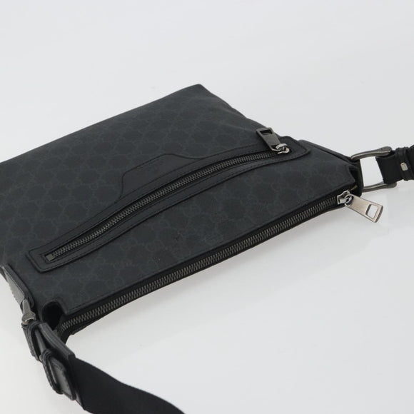 GUCCI GG Supreme Shoulder Bag PVC Black Silver 322279 Auth 190302