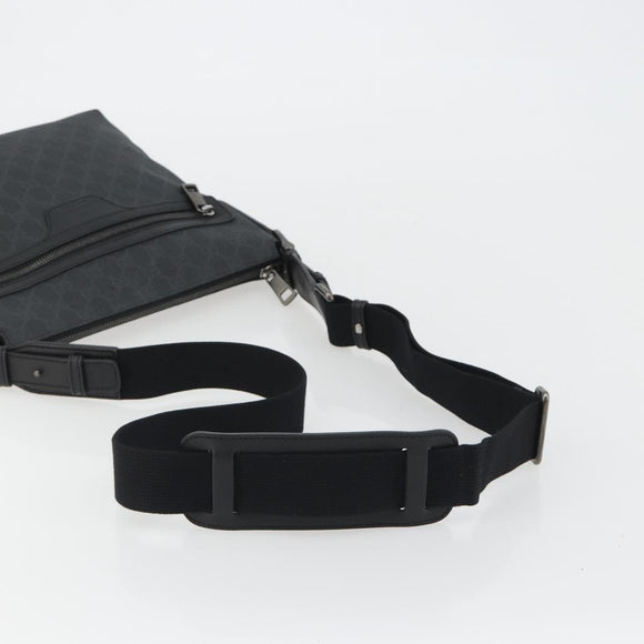 GUCCI GG Supreme Shoulder Bag PVC Black Silver 322279 Auth 190302