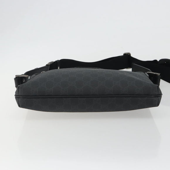 GUCCI GG Supreme Shoulder Bag PVC Black Silver 322279 Auth 190302