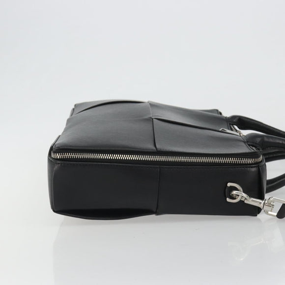 BOTTEGA VENETA Maxi INTRECCIATO Bag Leather 2way Black Silver Auth 190305