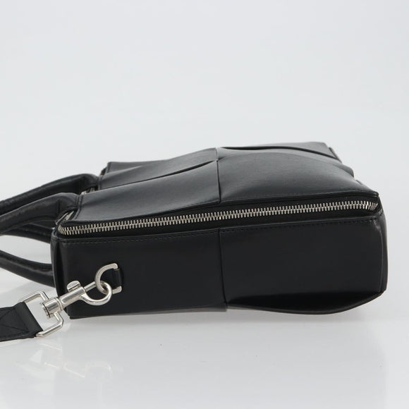 BOTTEGA VENETA Maxi INTRECCIATO Bag Leather 2way Black Silver Auth 190305