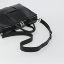 BOTTEGA VENETA Maxi INTRECCIATO Bag Leather 2way Black Silver Auth 190305-8