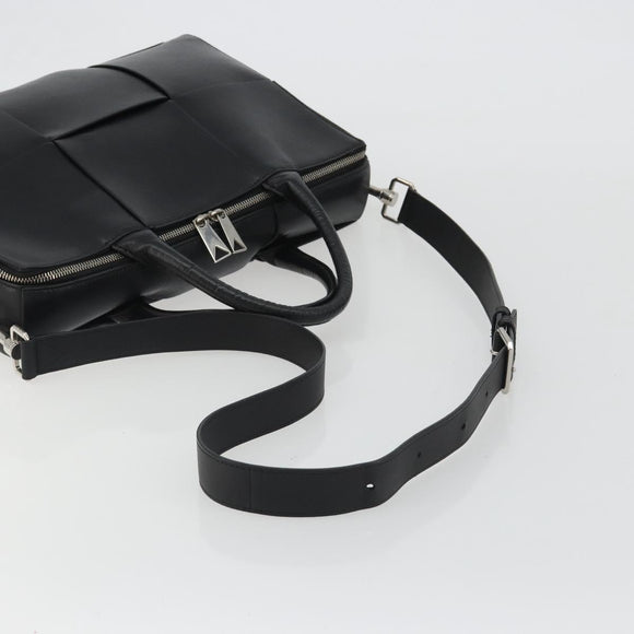 BOTTEGA VENETA Maxi INTRECCIATO Bag Leather 2way Black Silver Auth 190305
