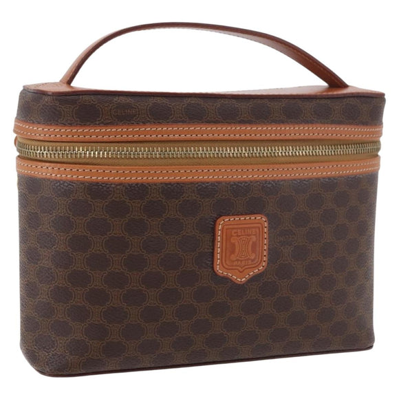 CELINE Macadam Canvas Hand Bag PVC Leather Brown Gold Auth 190308A