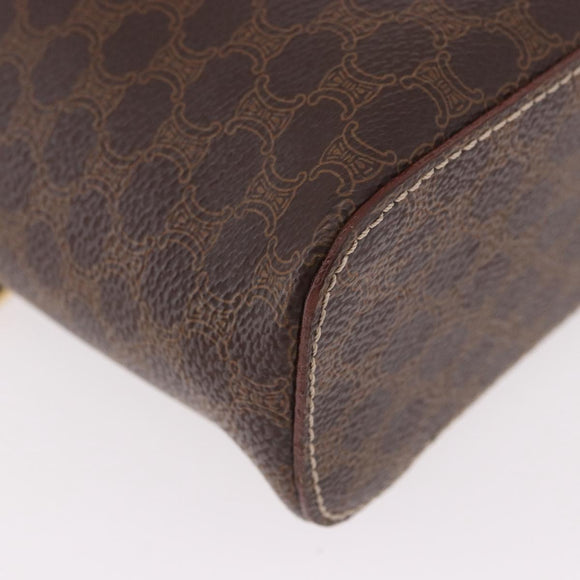CELINE Macadam Canvas Hand Bag PVC Leather Brown Gold Auth 190308A