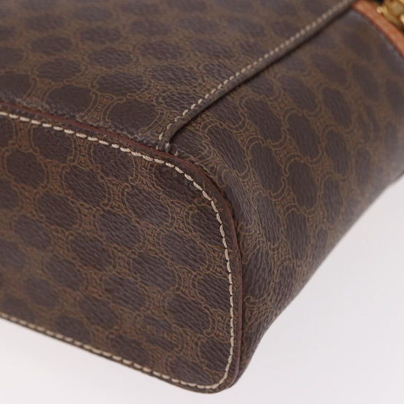 CELINE Macadam Canvas Hand Bag PVC Leather Brown Gold Auth 190308A