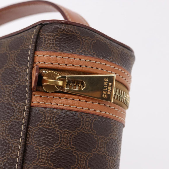 CELINE Macadam Canvas Hand Bag PVC Leather Brown Gold Auth 190308A