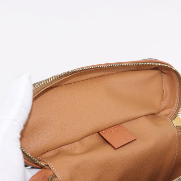 CELINE Macadam Canvas Hand Bag PVC Leather Brown Gold Auth 190308A