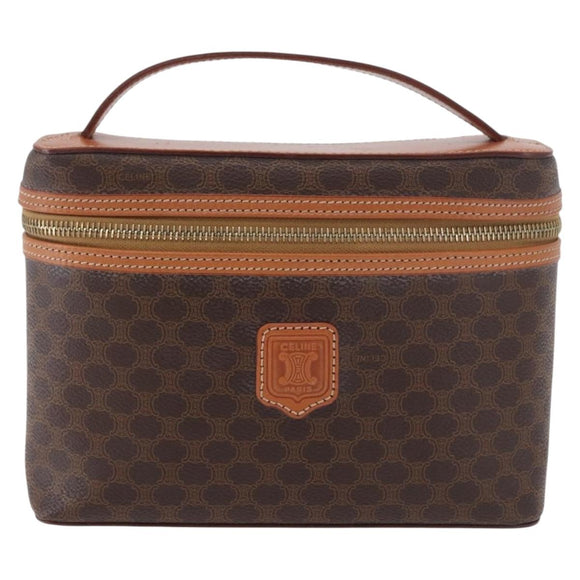 CELINE Macadam Canvas Hand Bag PVC Leather Brown Gold Auth 190308A