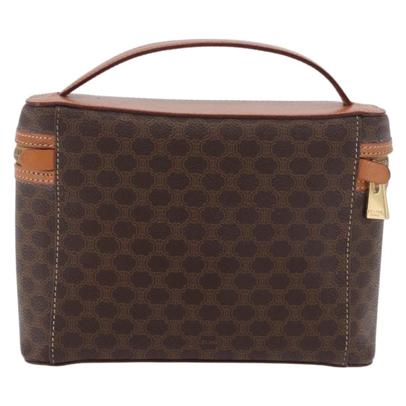 CELINE Macadam Canvas Hand Bag PVC Leather Brown Gold Auth 190308A