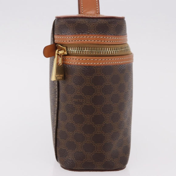 CELINE Macadam Canvas Hand Bag PVC Leather Brown Gold Auth 190308A