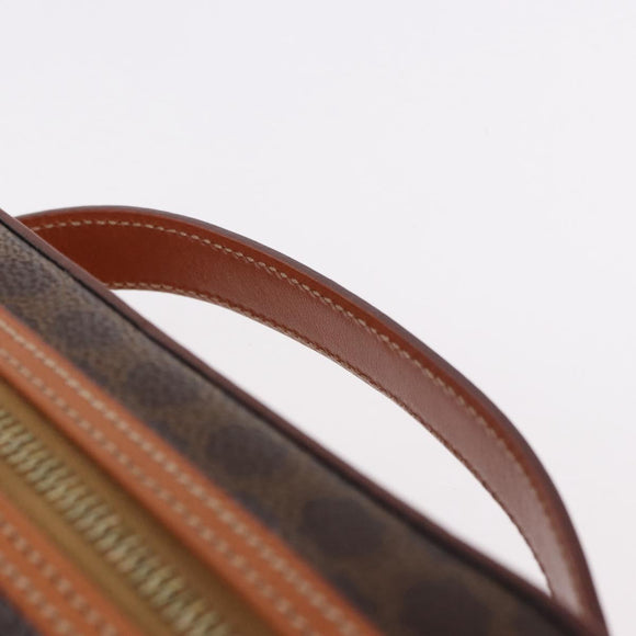 CELINE Macadam Canvas Hand Bag PVC Leather Brown Gold Auth 190308A