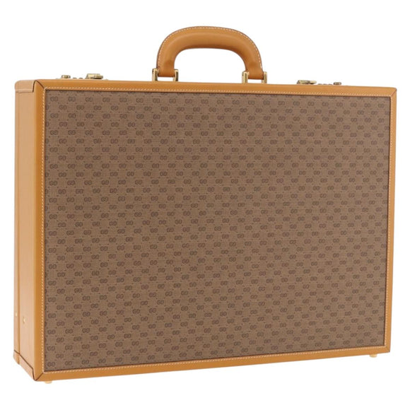 GUCCI Micro GG Supreme Attache Case Hand Bag PVC Beige Gold Auth 190309