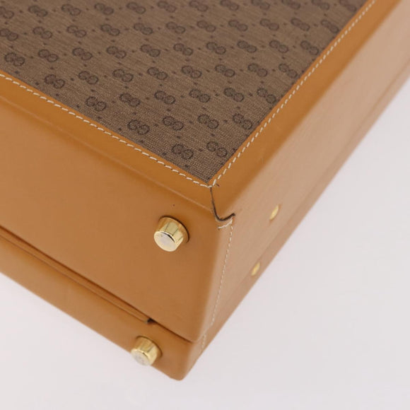 GUCCI Micro GG Supreme Attache Case Hand Bag PVC Beige Gold Auth 190309