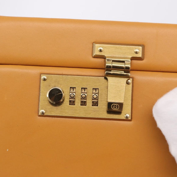 GUCCI Micro GG Supreme Attache Case Hand Bag PVC Beige Gold Auth 190309