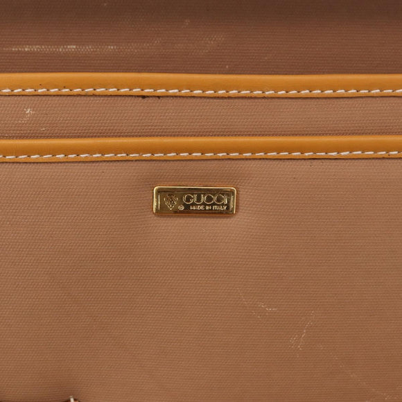 GUCCI Micro GG Supreme Attache Case Hand Bag PVC Beige Gold Auth 190309