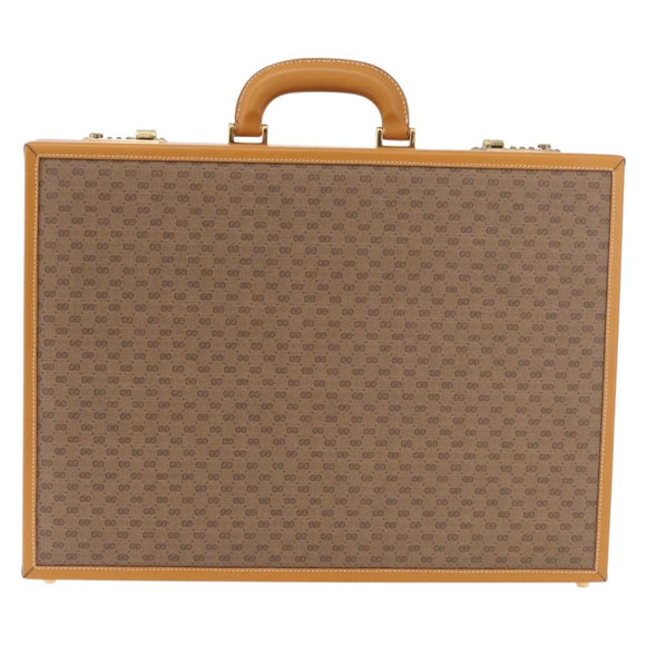 GUCCI Micro GG Supreme Attache Case Hand Bag PVC Beige Gold Auth 190309