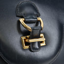 HERMES Sandrine Shoulder Bag Leather Navy Gold Auth 190310M-18