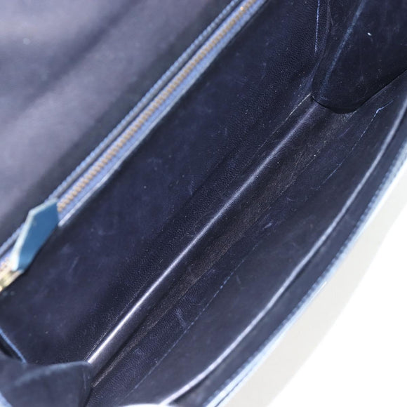 HERMES Sandrine Shoulder Bag Leather Navy Gold Auth 190310M