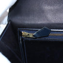 HERMES Sandrine Shoulder Bag Leather Navy Gold Auth 190310M-24
