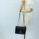 HERMES Sandrine Shoulder Bag Leather Navy Gold Auth 190310M-26