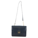 HERMES Sandrine Shoulder Bag Leather Navy Gold Auth 190310M-13