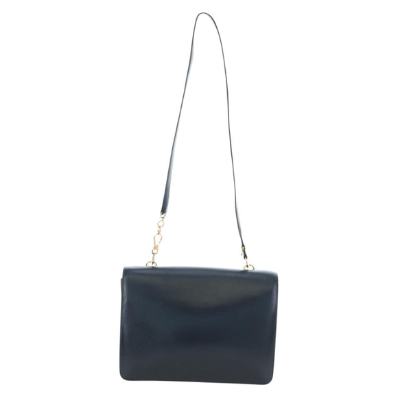 HERMES Sandrine Shoulder Bag Leather Navy Gold Auth 190310M