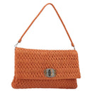 Miu Miu Matelasse Shoulder Bag Leather Orange Silver Auth 190312M-1
