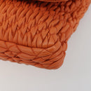 Miu Miu Matelasse Shoulder Bag Leather Orange Silver Auth 190312M-14