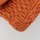 Miu Miu Matelasse Shoulder Bag Leather Orange Silver Auth 190312M-15
