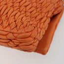 Miu Miu Matelasse Shoulder Bag Leather Orange Silver Auth 190312M-16