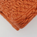 Miu Miu Matelasse Shoulder Bag Leather Orange Silver Auth 190312M-17