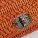 Miu Miu Matelasse Shoulder Bag Leather Orange Silver Auth 190312M-19