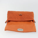 Miu Miu Matelasse Shoulder Bag Leather Orange Silver Auth 190312M-20
