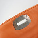 Miu Miu Matelasse Shoulder Bag Leather Orange Silver Auth 190312M-9