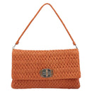 Miu Miu Matelasse Shoulder Bag Leather Orange Silver Auth 190312M-13