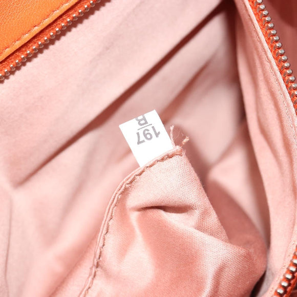 Miu Miu Matelasse Shoulder Bag Leather Orange Silver Auth 190312M