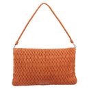 Miu Miu Matelasse Shoulder Bag Leather Orange Silver Auth 190312M-2