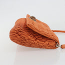 Miu Miu Matelasse Shoulder Bag Leather Orange Silver Auth 190312M-3