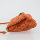 Miu Miu Matelasse Shoulder Bag Leather Orange Silver Auth 190312M-4