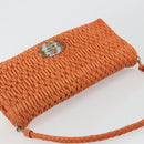 Miu Miu Matelasse Shoulder Bag Leather Orange Silver Auth 190312M-6