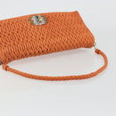 Miu Miu Matelasse Shoulder Bag Leather Orange Silver Auth 190312M-7