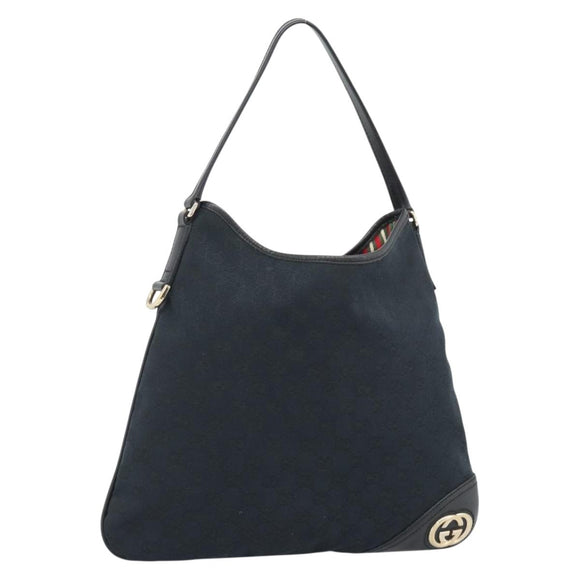 GUCCI GG Canvas Shoulder Bag Black Gold 169947 Auth 190317A